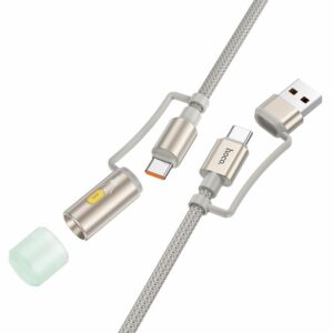HOCO cable All-in-one USB A / Type C to Type C / LED Light 3A 60W U138 1,2 m grey