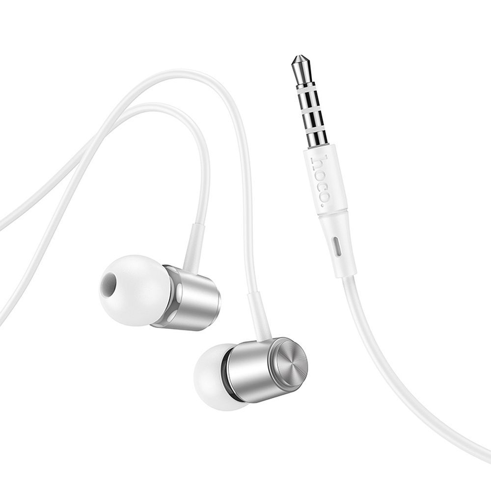 HOCO M108 Ακουστικά Ενσύρματα με Μικρόφωνο Jack 3.5mm Ασημί