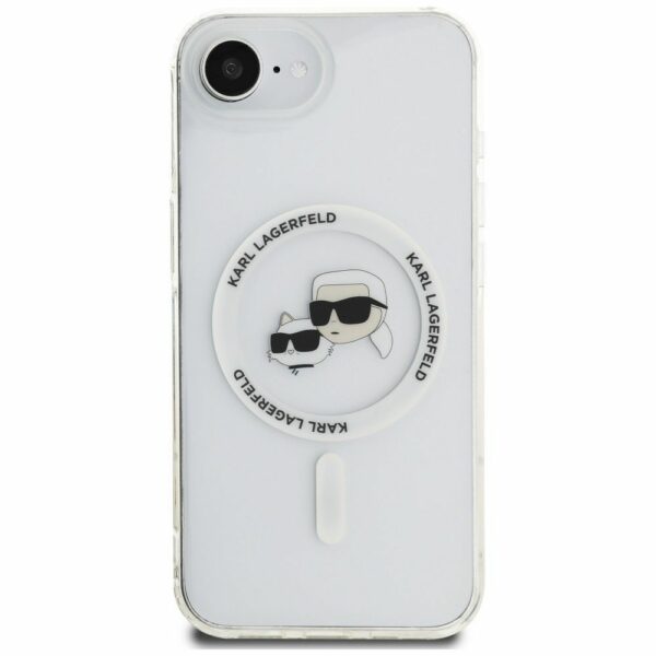 KARL LAGERFELD case for IPHONE 16e (SE 4 2025) compatible with MagSafe KLHMPSE4HLSKCH (IML Metal KC Heads) white