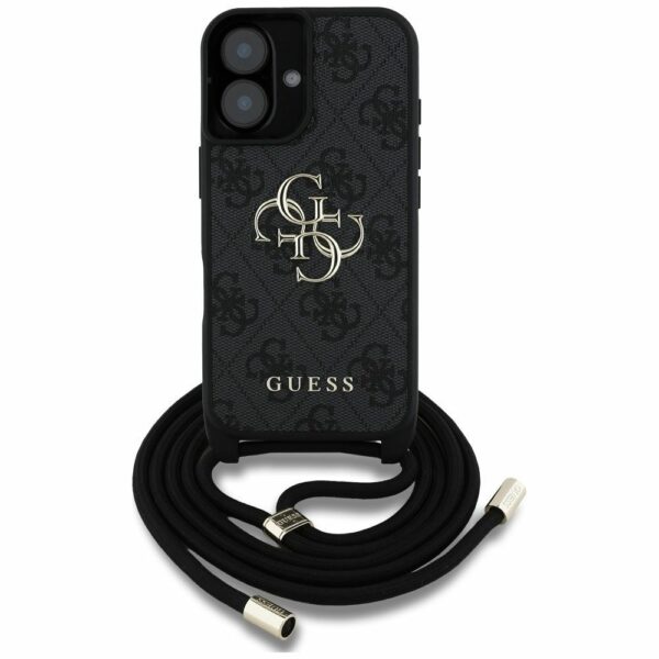 GUESS case for IPHONE 16 GUHCP16SP4GMGCRK (CBDY PU 4G Big Logo W/Cord Strap) black