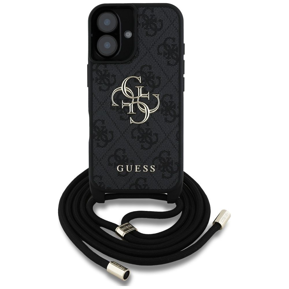 GUESS case for IPHONE 16 GUHCP16SP4GMGCRK (CBDY PU 4G Big Logo W/Cord Strap) black