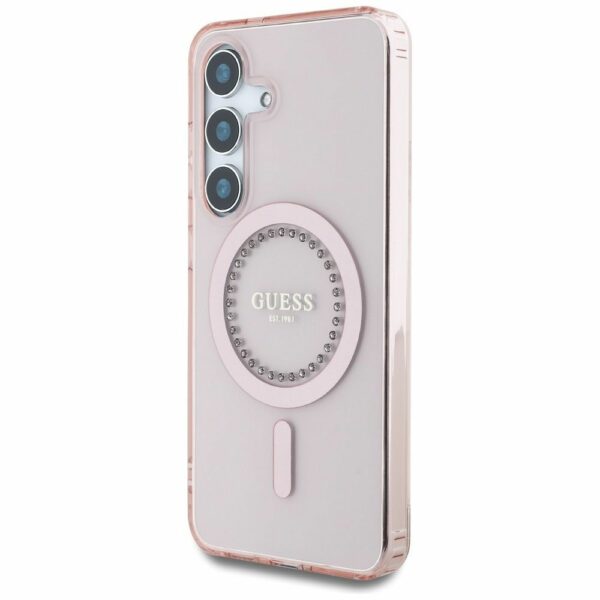 Θήκη Κινητού GUESS Samsung S25 Ροζ με Μαγνητικό Κούμπωμα & Στρας