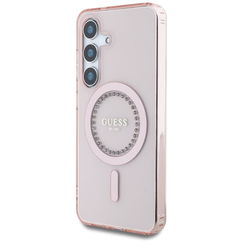Θήκη Κινητού GUESS Samsung S25 Ροζ με Μαγνητικό Κούμπωμα & Στρας