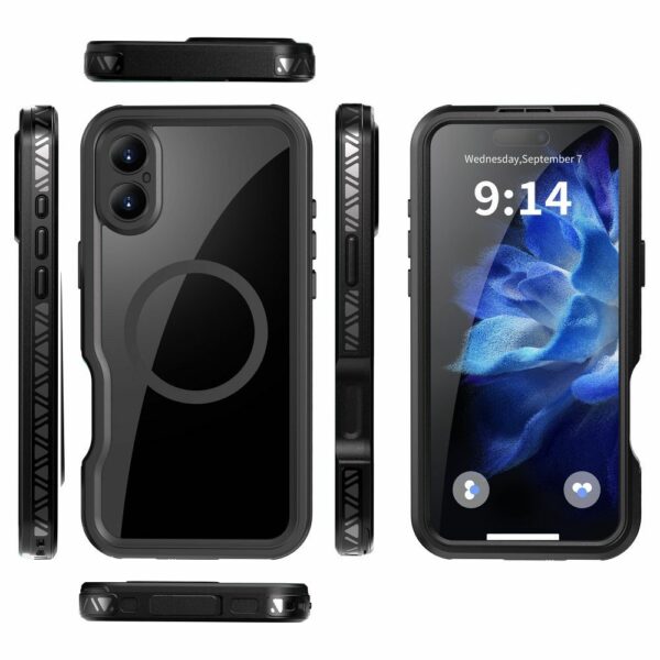 Waterproof case SHELLBOX GT compatible with MagSafe for IPHONE 16 Plus black