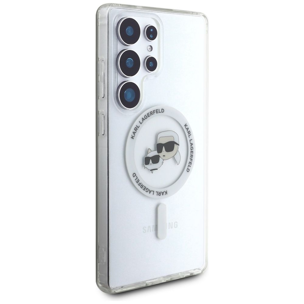 KARL LAGERFELD case for SAMSUNG S25 Ultra KLHMS25LHLSKCH (Magnetic IML Metal KC Heads) white
