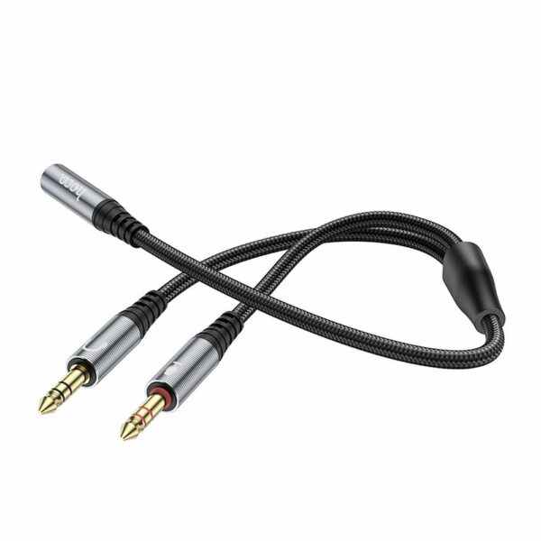 HOCO cable AUX 2in1 Jack 3,5 mm (female) to 2 x Jack 3,5 mm (male) UPA21 0,25 m metal gray