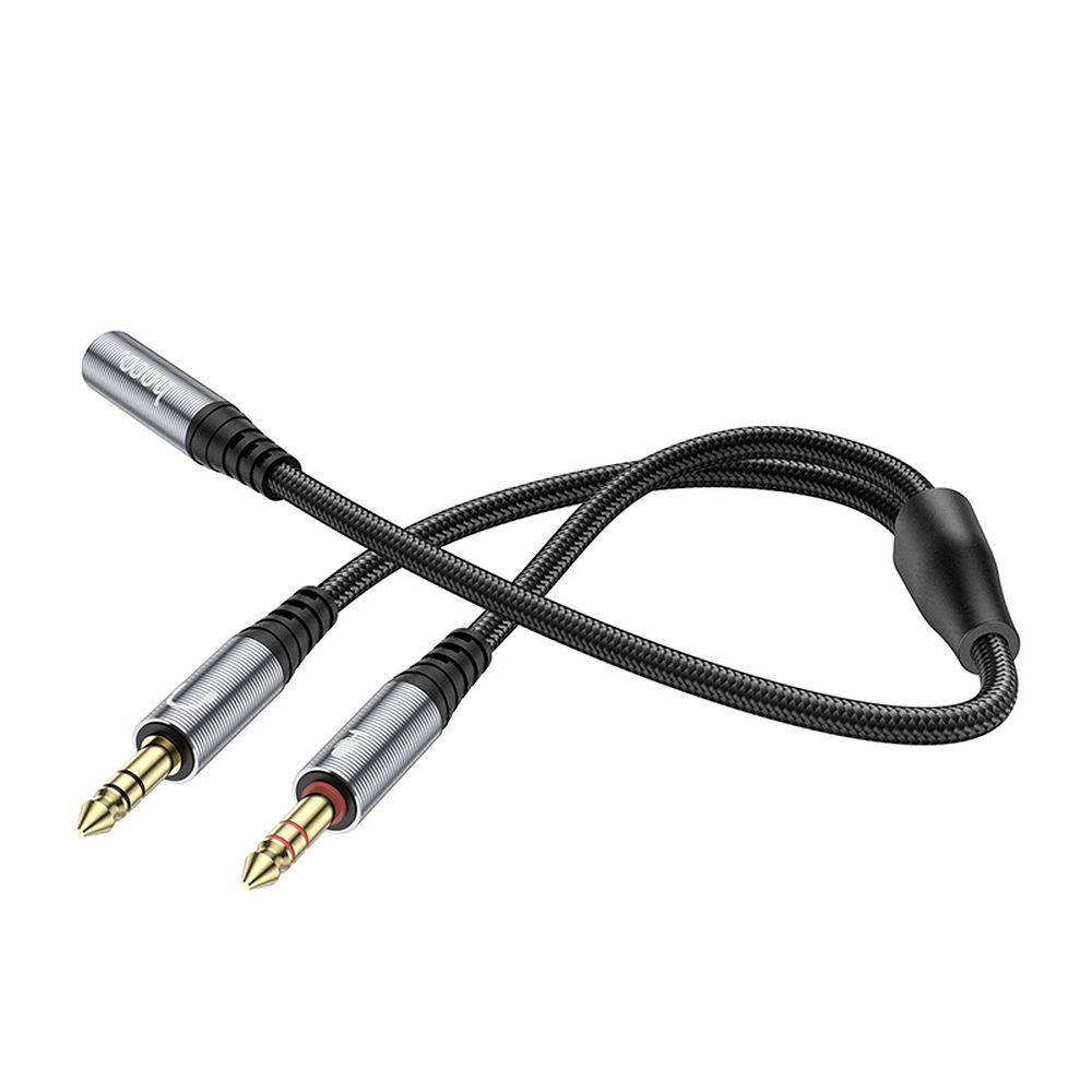 HOCO cable AUX 2in1 Jack 3,5 mm (female) to 2 x Jack 3,5 mm (male) UPA21 0,25 m metal gray