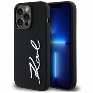 KARL LAGERFELD case for IPHONE 14 Pro KLHCP14LSCMSMVK (Silicone Sign Metal Logo) black