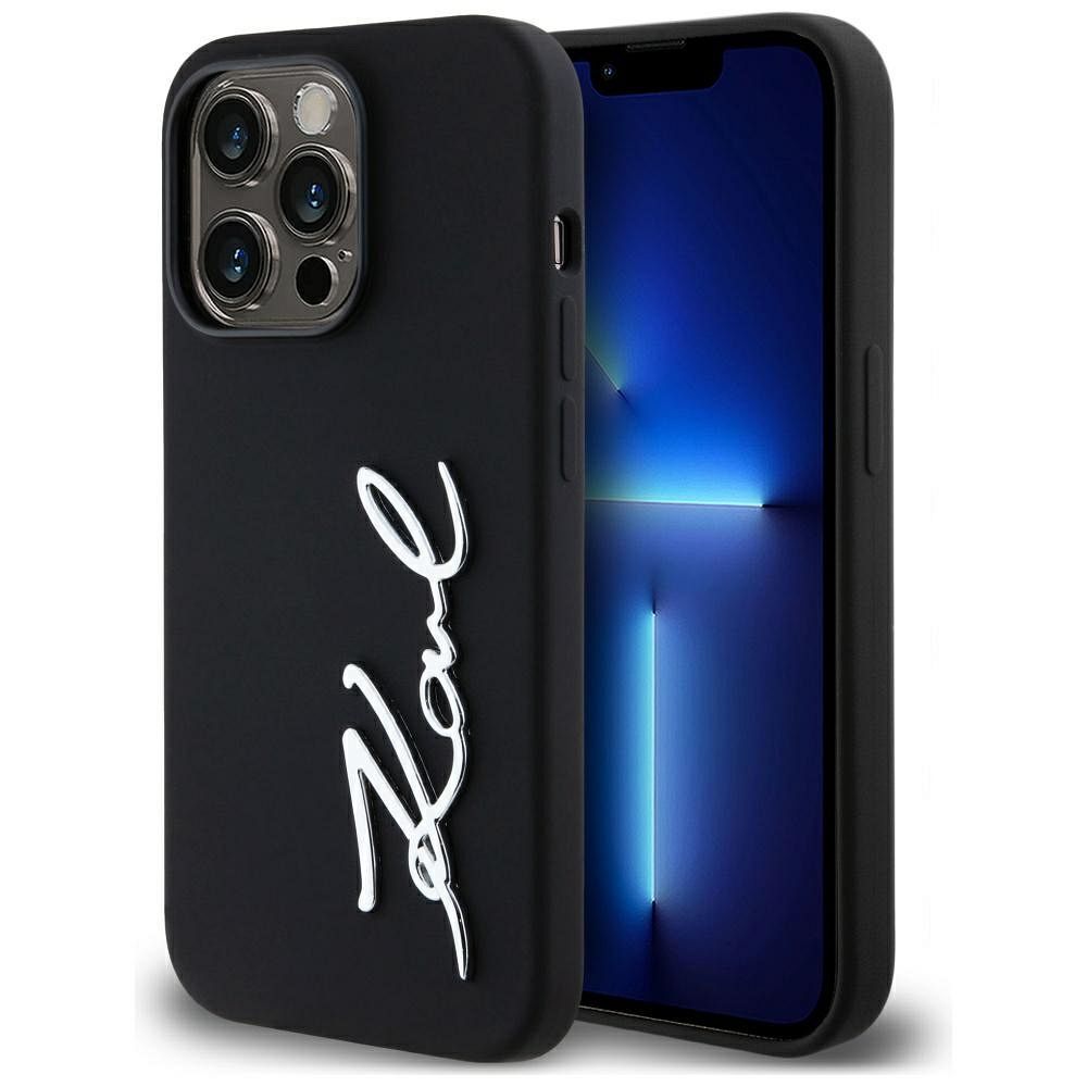 KARL LAGERFELD case for IPHONE 14 Pro KLHCP14LSCMSMVK (Silicone Sign Metal Logo) black