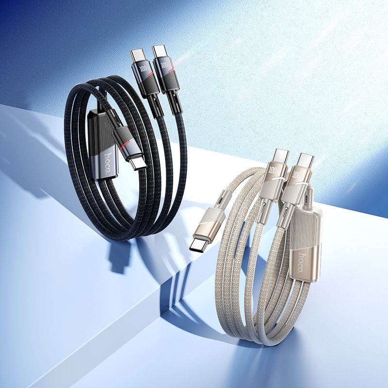Cable 2in1 USB C to USB C / USB C Hoco 5A 100W 1,2 m U139 black