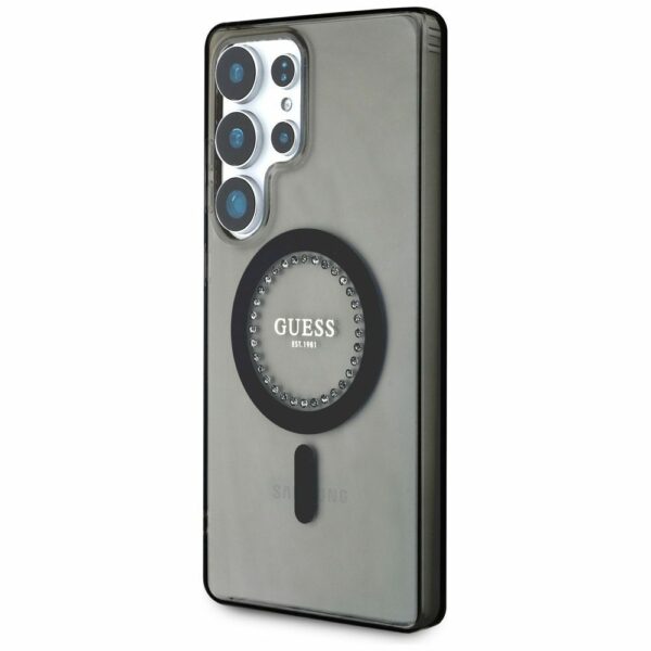 Θήκη Κινητού GUESS για Samsung S25 Ultra Μαύρη με Μαγνητικό Κούμπωμα & Στρας
