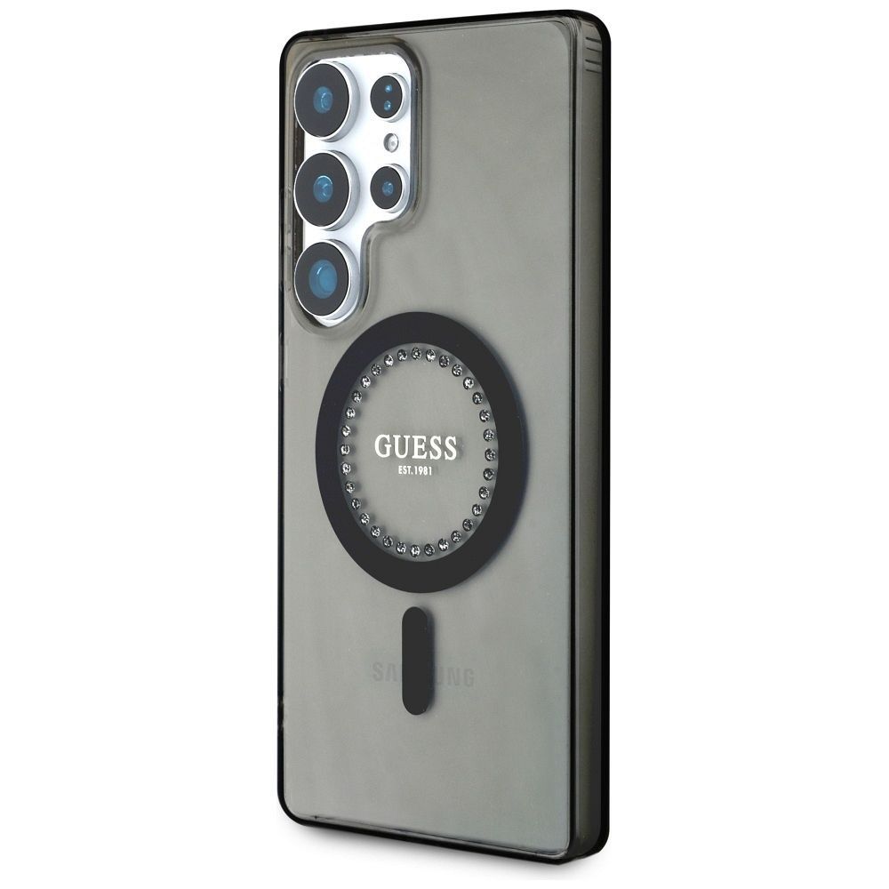 Θήκη Κινητού GUESS για Samsung S25 Ultra Μαύρη με Μαγνητικό Κούμπωμα & Στρας