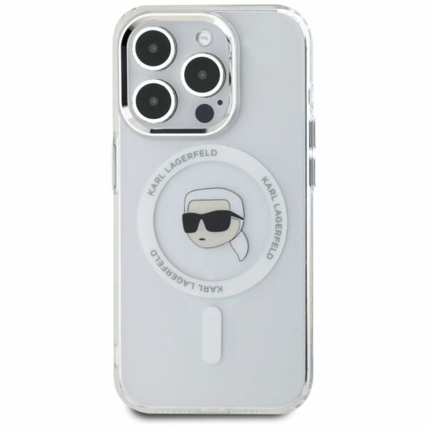 KARL LAGERFELD case for IPHONE 15 Pro Max compatible with MagSafe KLHMP15XHLSKIH (IML Metal K Head) white