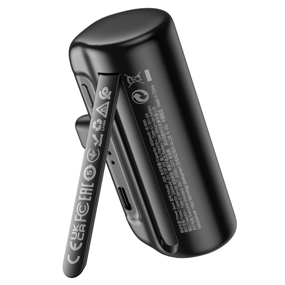 HOCO Powerbank 5000mAh με Ενσωματωμένο Type-C & Φόρτιση 2A - J106 Μαύρο