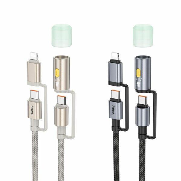 HOCO cable All-in-one Type C / Lightning to Type C / LED Light PD 3A 60W U138 1,2 m black