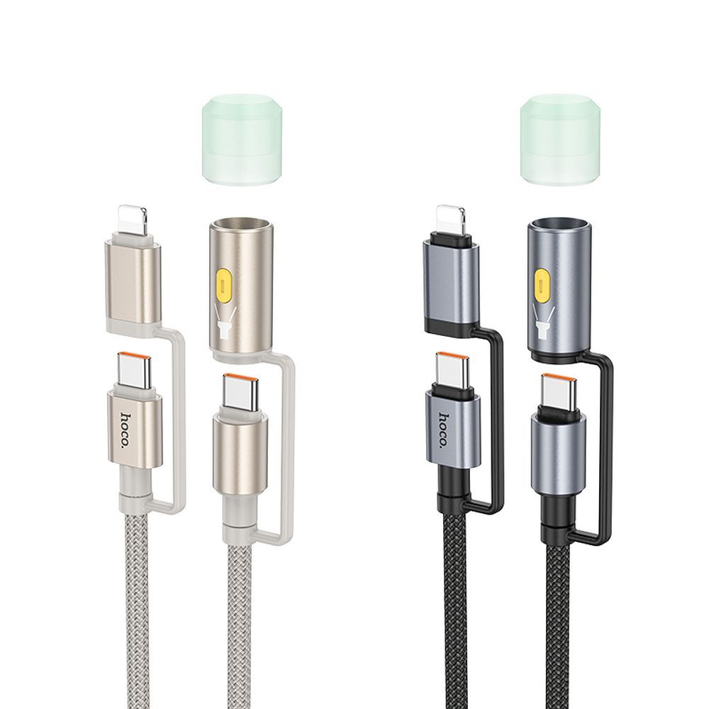 HOCO cable All-in-one Type C / Lightning to Type C / LED Light PD 3A 60W U138 1,2 m black