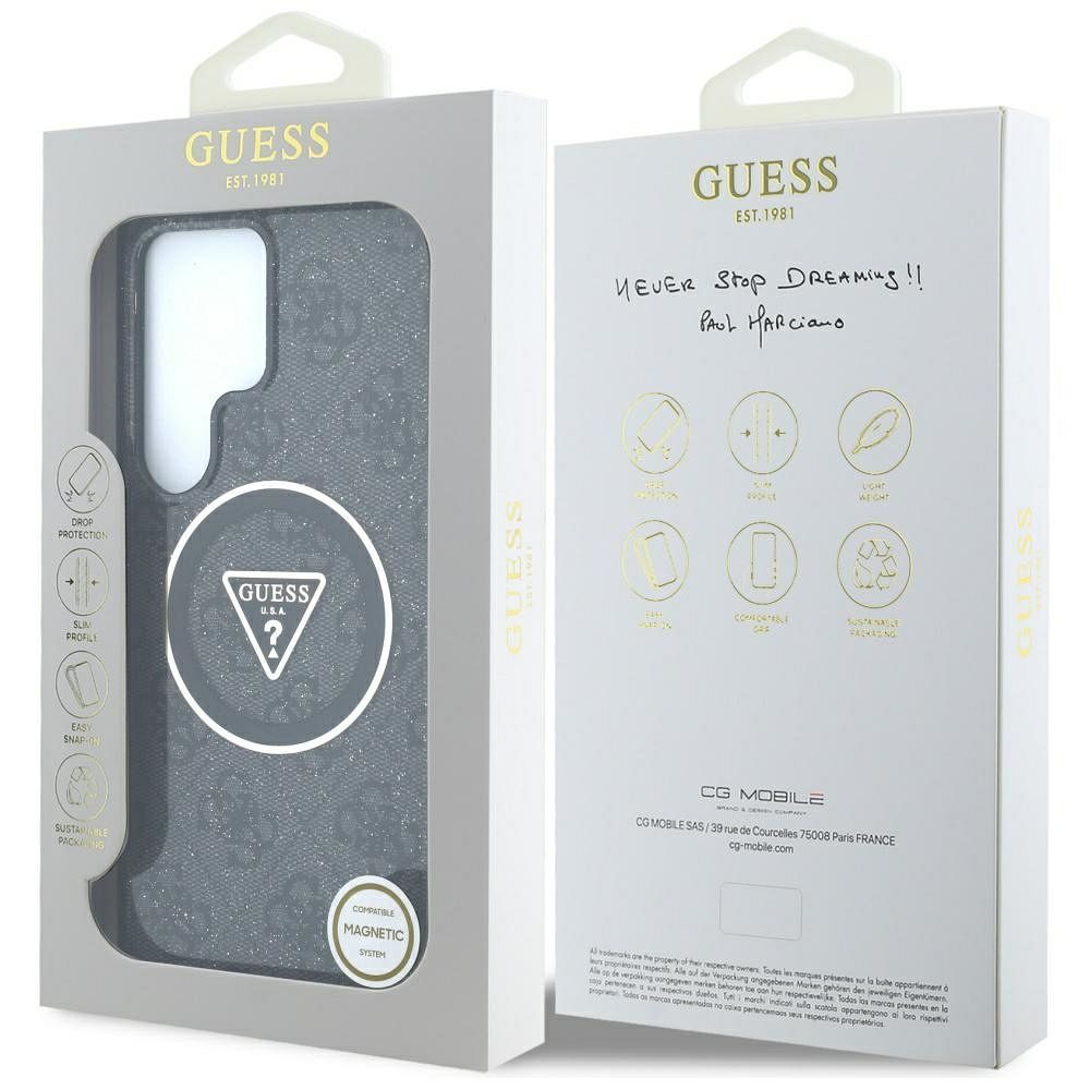 Θήκη Κινητού GUESS Samsung S25 Ultra Μαύρη Glitter Magnetic IML