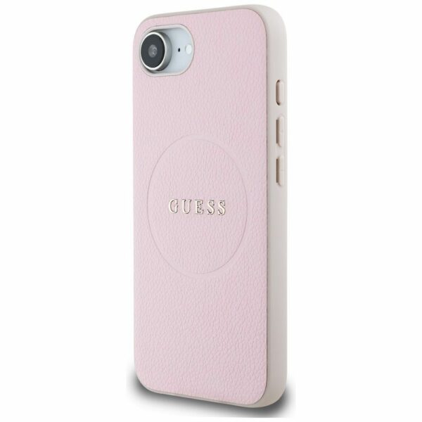 GUESS case for IPHONE 16e (SE 4 2025) compatible with MagSafe GUHMPSE4PGHSMMP (PU Grained Gold Ring) pink