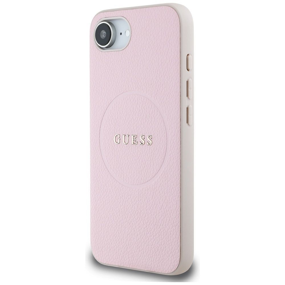 GUESS case for IPHONE 16e (SE 4 2025) compatible with MagSafe GUHMPSE4PGHSMMP (PU Grained Gold Ring) pink