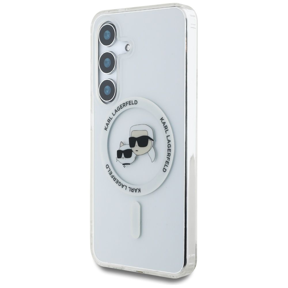 KARL LAGERFELD case for SAMSUNG S25 Plus KLHMS25MHLSKCH (Magnetic IML Metal KC Heads) white