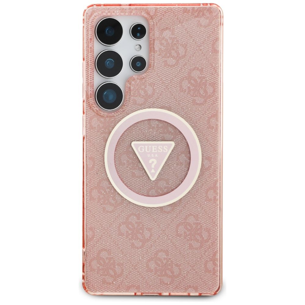 GUESS case for SAMSUNG S25 Ultra GUHMS25LHG4PRTGP (Magnetic IML Metal Glitter 4G Circle Triangle) pink