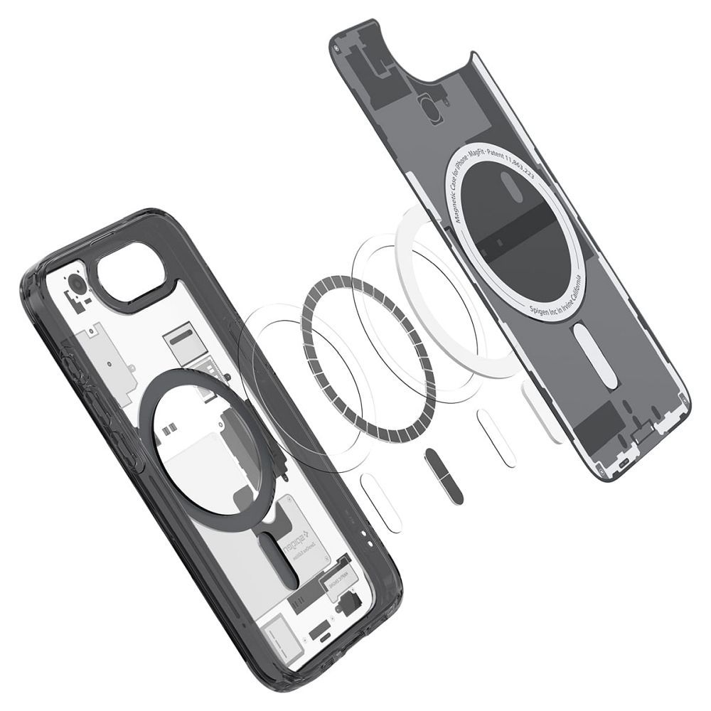 SPIGEN case ULTRA HYBRID MAG compatible with MagSafe for IPHONE 16E 2025 zero one black