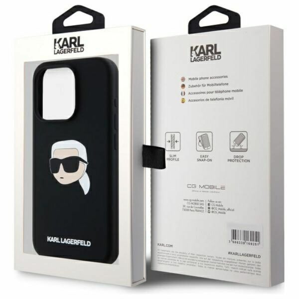 KARL LAGERFELD case for IPHONE 15 Pro Max compatible with MagSafe KLHMP15XSKHPPLK (SIL KL Head Print) black