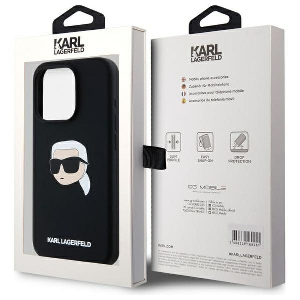 KARL LAGERFELD case for IPHONE 15 Pro Max compatible with MagSafe KLHMP15XSKHPPLK (SIL KL Head Print) black