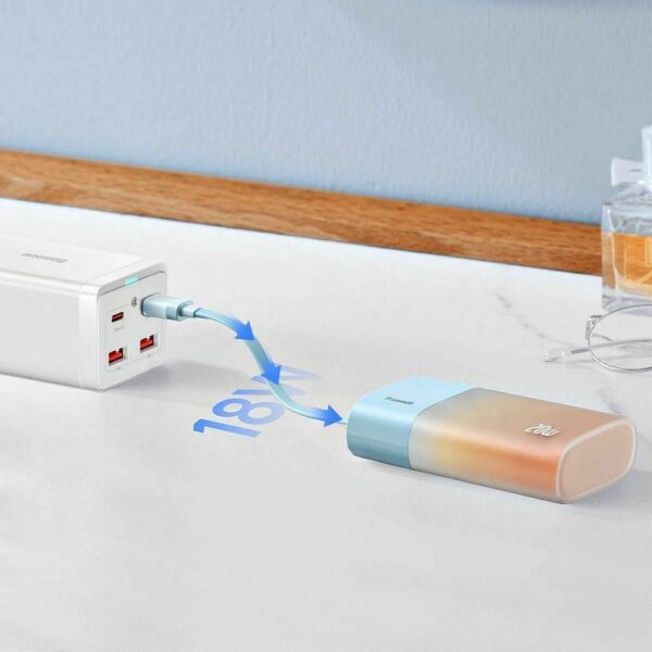 Powerbank Baseus 5200mAh με Καλώδιο Lightning & Type-C PD QC 20W - Μπλε/Πορτοκαλί