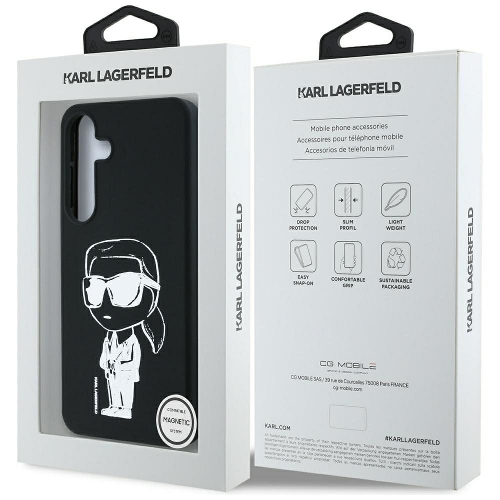 KARL LAGERFELD case for SAMSUNG S25 KLHMS25SPNYKGRTK (Magnetic Silicone Graffiti Ikonik) black