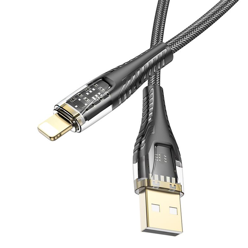 Cable USB A to Lightning Hoco 2,4A 1,2 m U121 black transparent