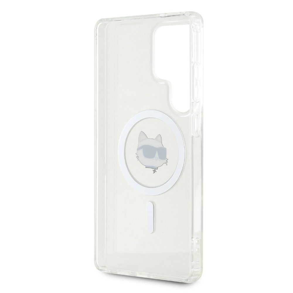 KARL LAGERFELD case for SAMSUNG S25 Ultra KLHMS25LHLSCHH (Magnetic IML Metal Choupette Head) white
