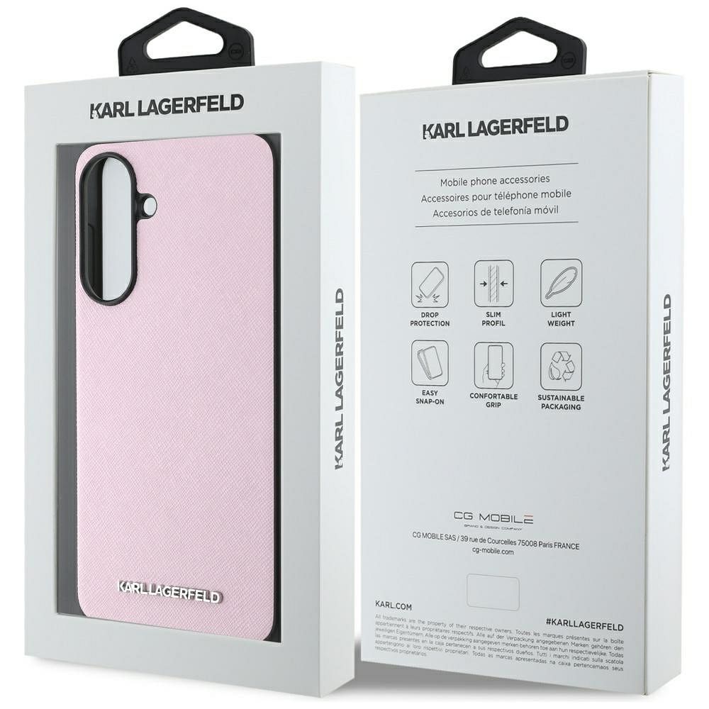 KARL LAGERFELD case for SAMSUNG A56 KLHCSA56PSAFWMCP (Saffiano Metal logo) pink