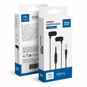 Ακουστικά Ενσύρματα BLUE STAR PA-E67 με Μικρόφωνο, Jack 3.5mm, 1.2m - Μαύρα