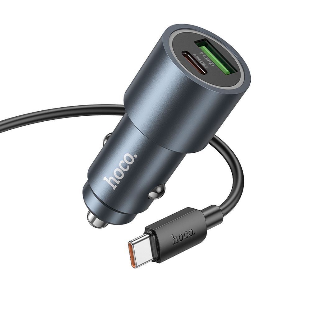 HOCO car charger USB A + Type C + cable USB A to Type C PD QC3.0 48W Z60 black