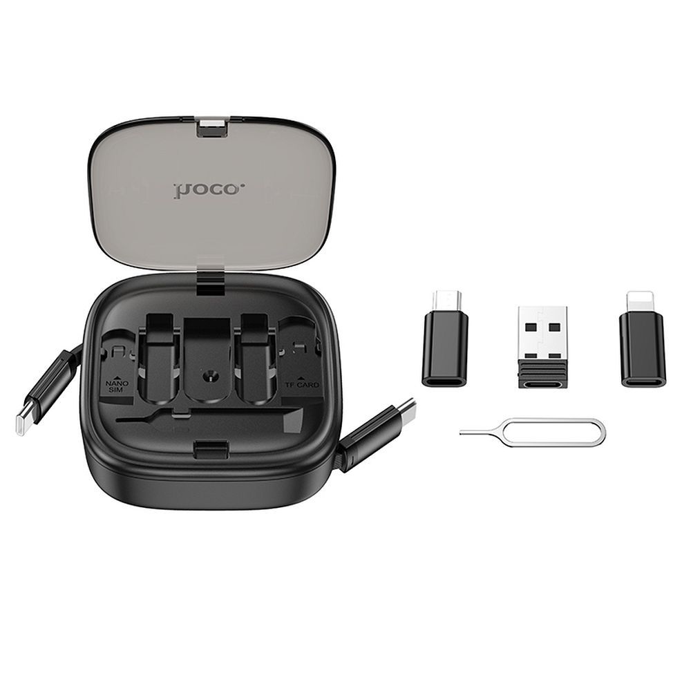 HOCO cable All-in-one retractable charging data cable set PD 3A 60W U140 0,95 m black