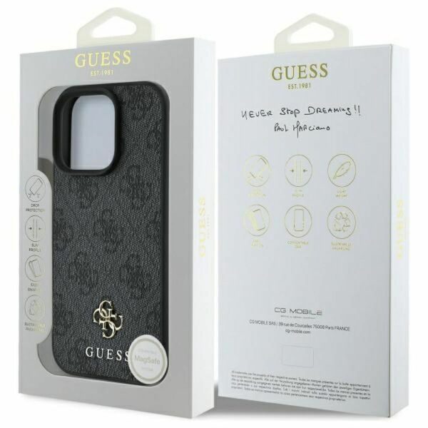 Θήκη GUESS iPhone 16 Pro MagSafe PU 4G Small & Classic Μαύρη GUHMP16LP4SM4MK