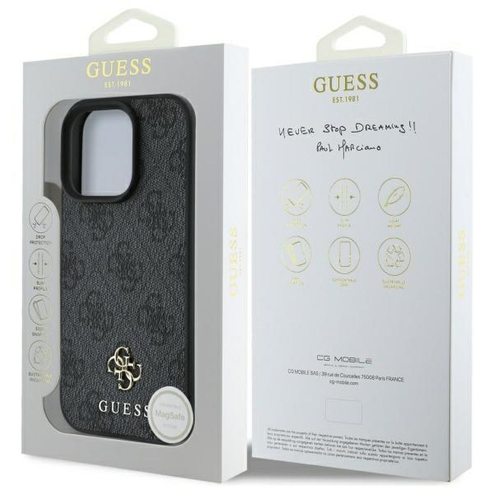 Θήκη GUESS iPhone 16 Pro MagSafe PU 4G Small & Classic Μαύρη GUHMP16LP4SM4MK