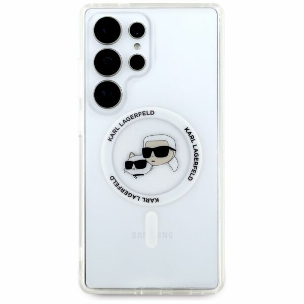 KARL LAGERFELD case for SAMSUNG S25 Ultra KLHMS25LHLSKCH (Magnetic IML Metal KC Heads) white