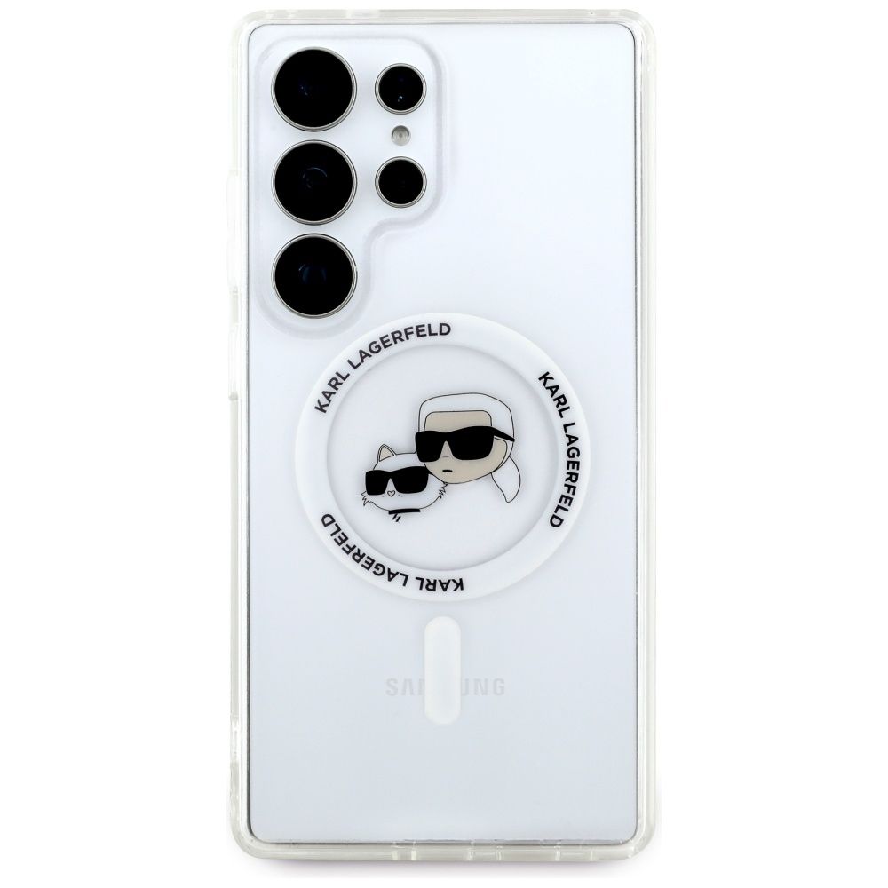 KARL LAGERFELD case for SAMSUNG S25 Ultra KLHMS25LHLSKCH (Magnetic IML Metal KC Heads) white