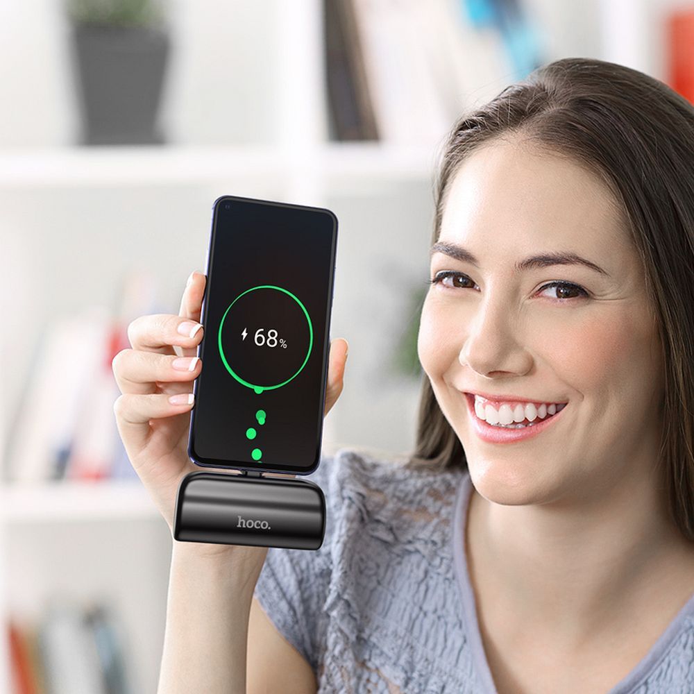 HOCO Powerbank 5000mAh με Ενσωματωμένο Type-C & Φόρτιση 2A - J106 Μαύρο