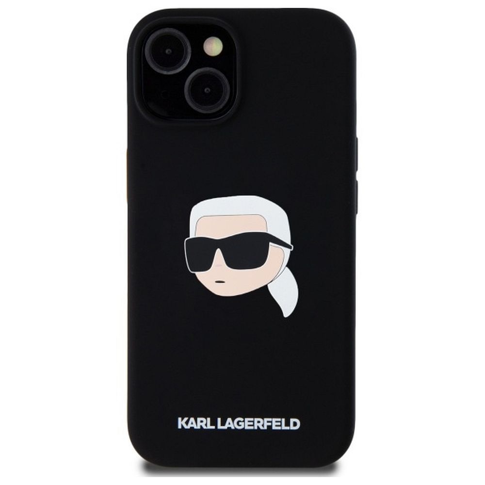 KARL LAGERFELD case for IPHONE 15 compatible with MagSafe KLHMP15SSKHPPLK (SIL KL Head Print) black
