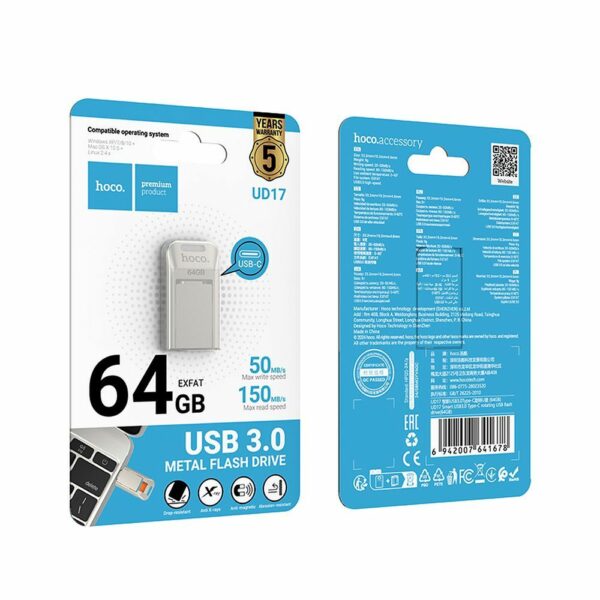 HOCO pendrive USB A + USB C UD17 64GB USB3.0