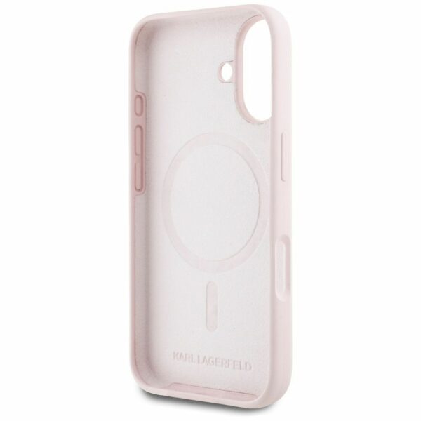 KARL LAGERFELD case for IPHONE 16 compatible with MagSafe KLHMP16SSKCHTCP (Silicone KC Heads) pink
