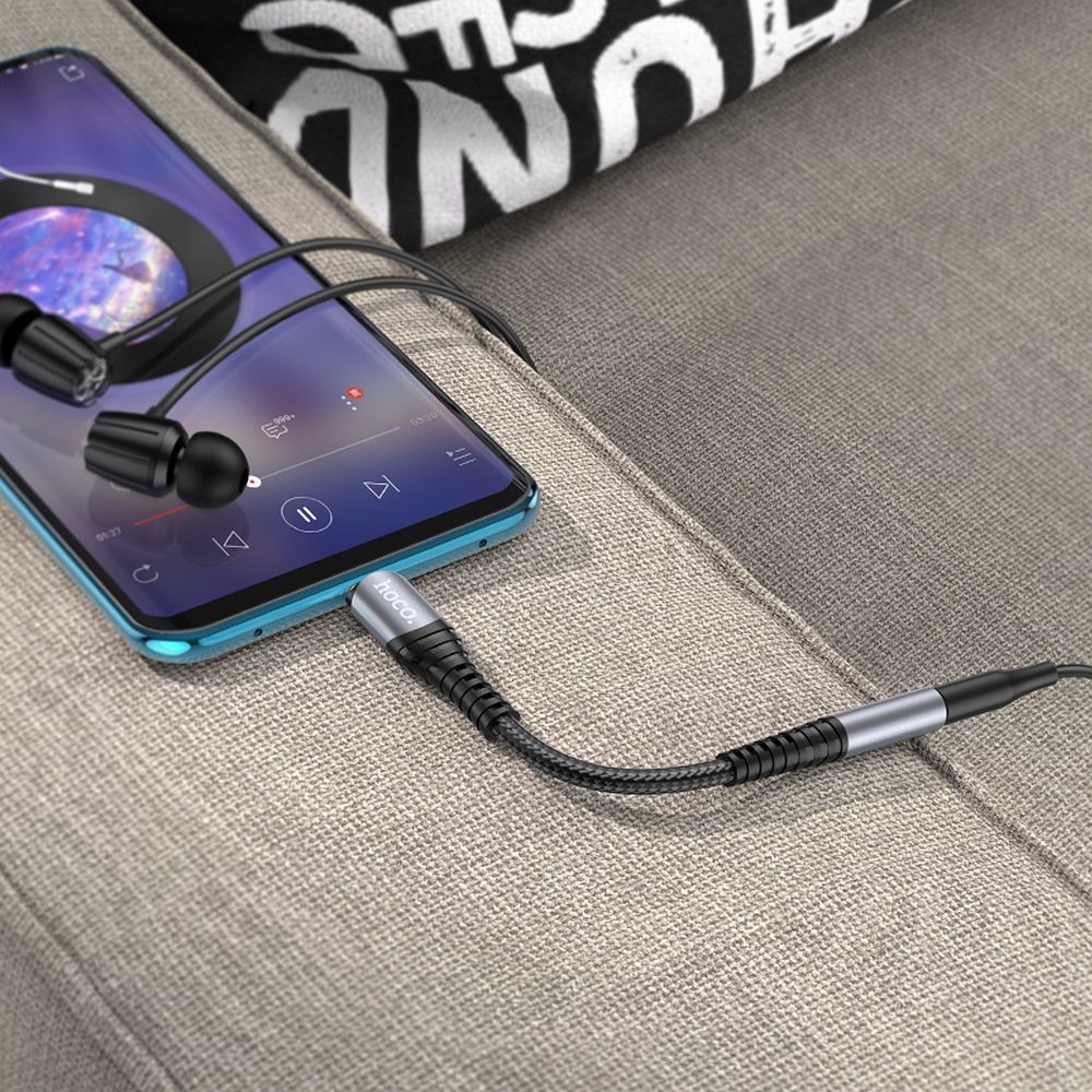 HOCO adapter AUX Jack 3,5 mm (female) to USB C (male) LS33 metal gray