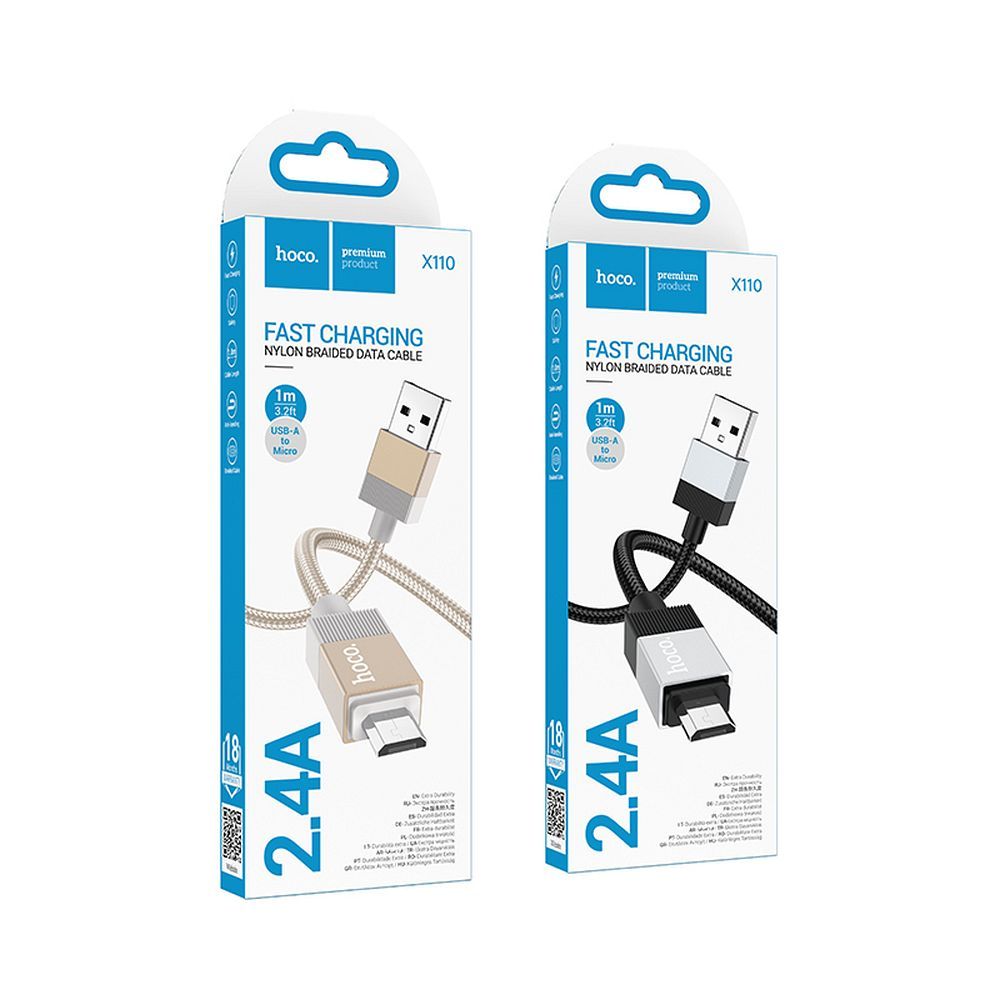 HOCO cable USB A to Micro USB 2,4A X110 1 m black