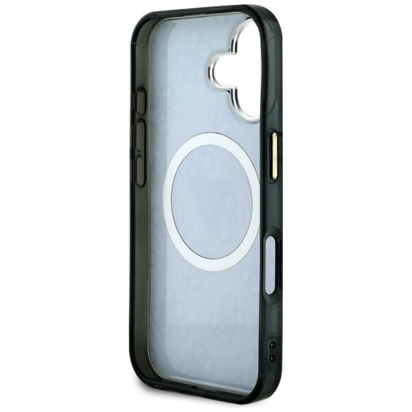 GUESS case for IPHONE 16 compatible with MagSafe GUHMP16SHG4PRTGK (IML Metal Glitter 4G Circle Triangle) black