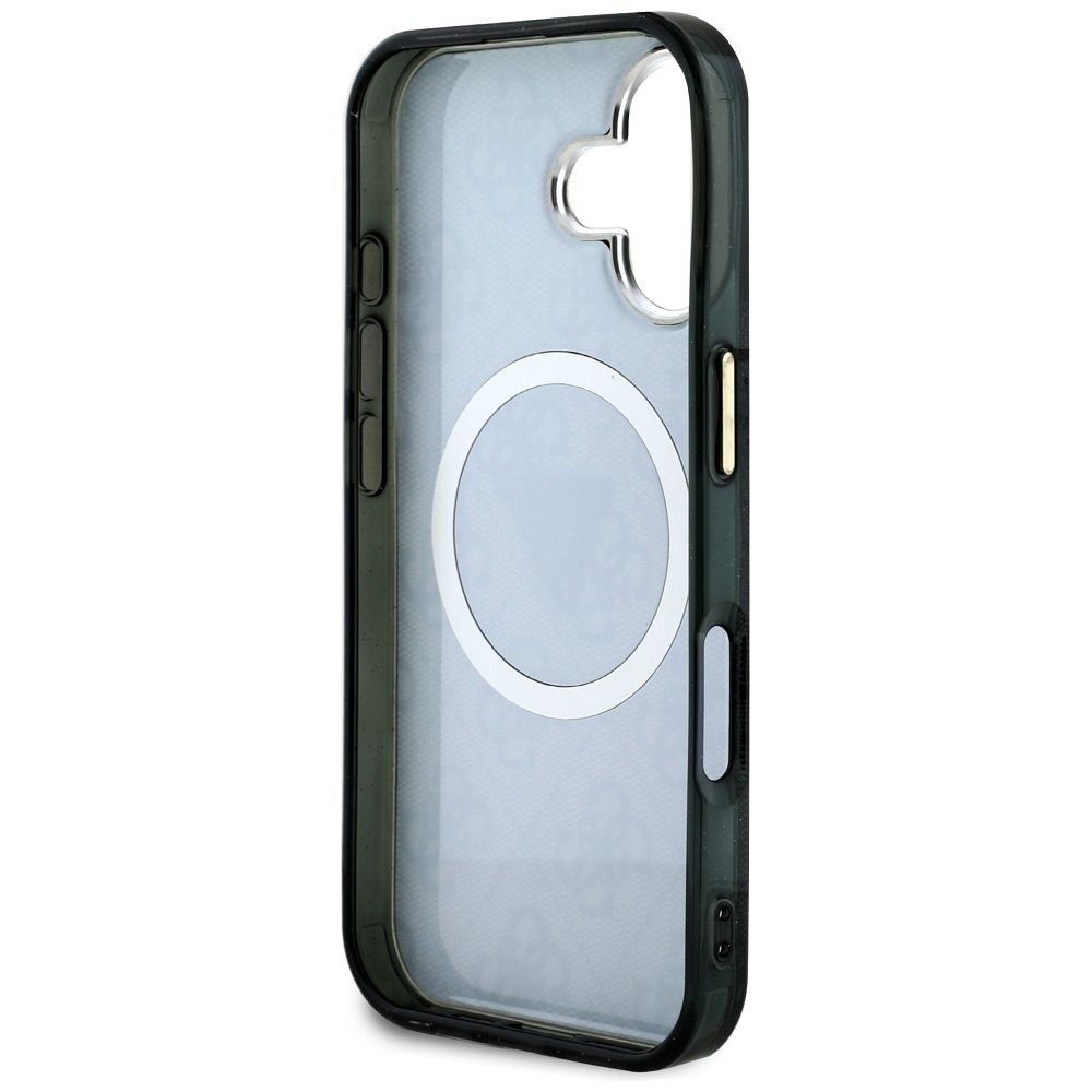 GUESS case for IPHONE 16 compatible with MagSafe GUHMP16SHG4PRTGK (IML Metal Glitter 4G Circle Triangle) black
