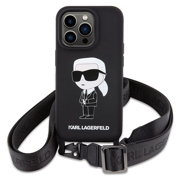 KARL LAGERFELD case for IPHONE 15 Pro Max KLHCP15XSCBSKNK (Silicone Ikonik Crossbody) black