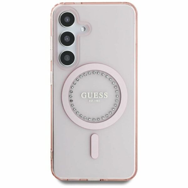 Θήκη Κινητού GUESS Samsung S25 Ροζ με Μαγνητικό Κούμπωμα & Στρας